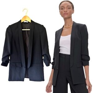 Babaton Aritzia Black Serif Collared Open Face Exposed Blazer Jacket